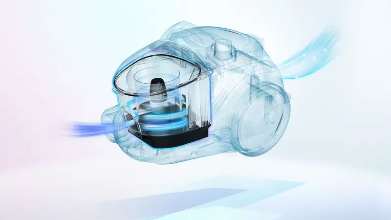 Υψηλότερη απόδοση καθαρισμού ακόμα και όταν γεμίζει ο κάδος συλλογής σκόνης