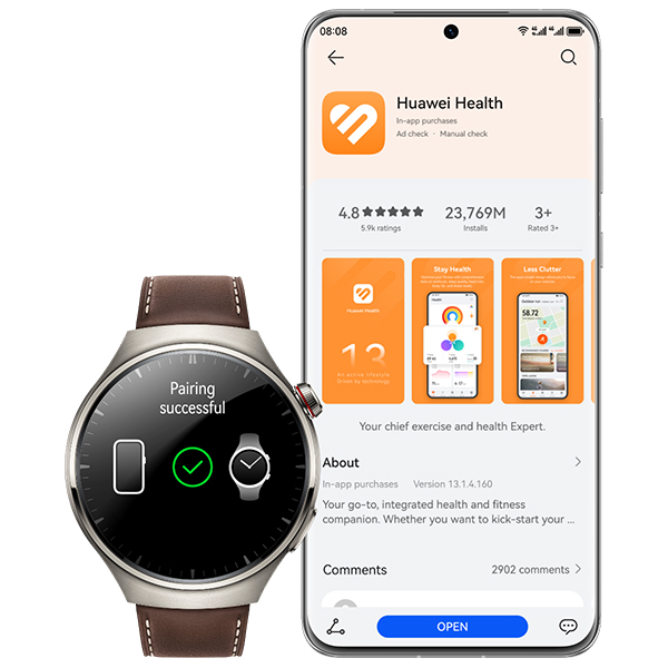 Εικόνα του SMART WATCH HUAWEI 4 PRO SPACE EDITION 48MM 1.5in 55020BXL 2GB/32GB BT V 5.2 ΑΔΙΑΒΡΟΧΟ TITANIUM GREY GR